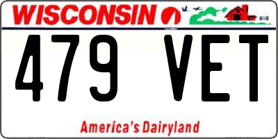 WI license plate 479VET
