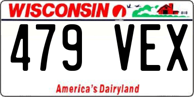 WI license plate 479VEX