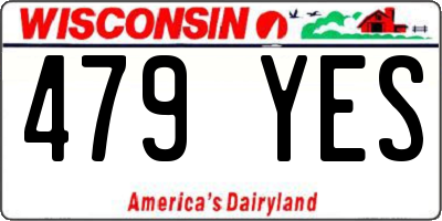 WI license plate 479YES