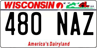 WI license plate 480NAZ