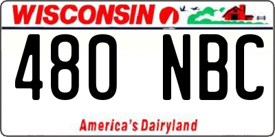 WI license plate 480NBC