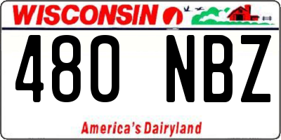WI license plate 480NBZ