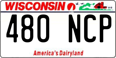 WI license plate 480NCP
