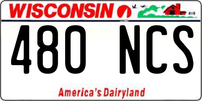 WI license plate 480NCS