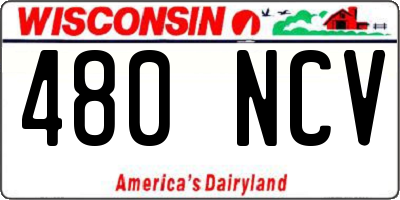 WI license plate 480NCV