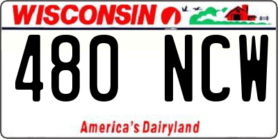 WI license plate 480NCW