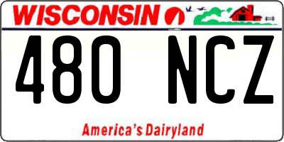 WI license plate 480NCZ