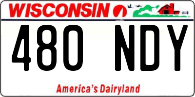 WI license plate 480NDY