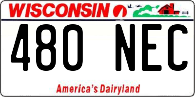 WI license plate 480NEC