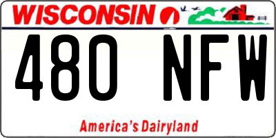 WI license plate 480NFW