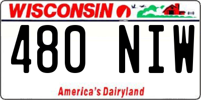 WI license plate 480NIW