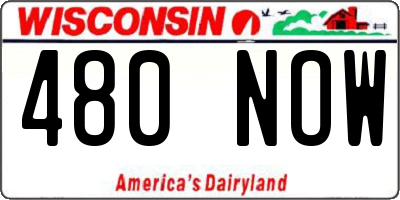 WI license plate 480NOW