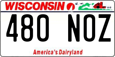 WI license plate 480NOZ