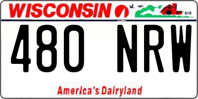 WI license plate 480NRW