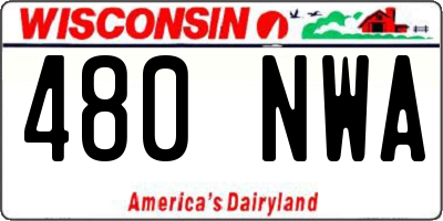 WI license plate 480NWA