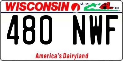 WI license plate 480NWF