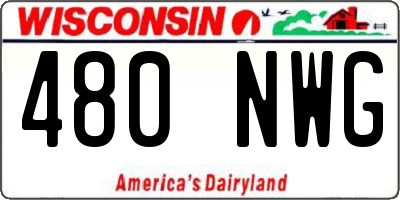 WI license plate 480NWG