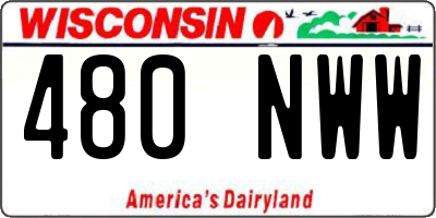 WI license plate 480NWW