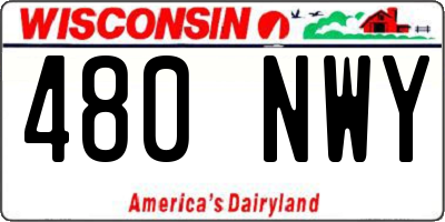 WI license plate 480NWY