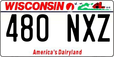 WI license plate 480NXZ