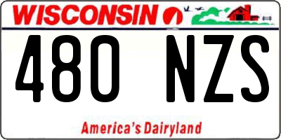 WI license plate 480NZS