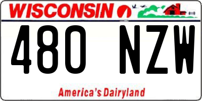 WI license plate 480NZW