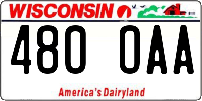 WI license plate 480OAA