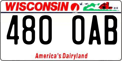 WI license plate 480OAB