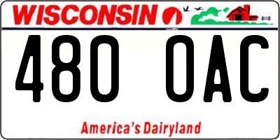 WI license plate 480OAC