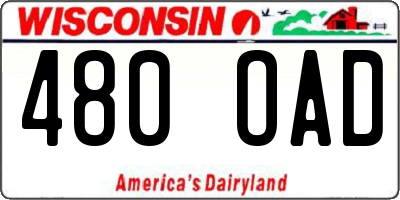 WI license plate 480OAD