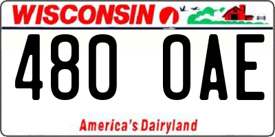 WI license plate 480OAE