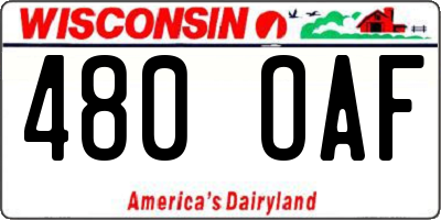 WI license plate 480OAF