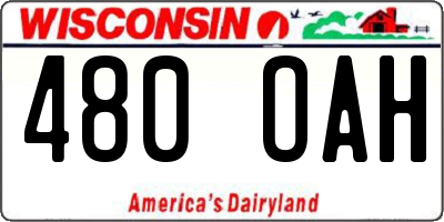 WI license plate 480OAH