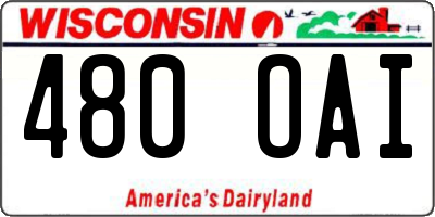 WI license plate 480OAI