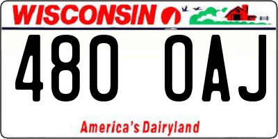 WI license plate 480OAJ