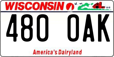 WI license plate 480OAK