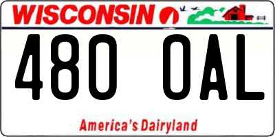 WI license plate 480OAL