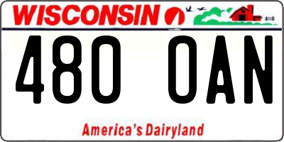 WI license plate 480OAN