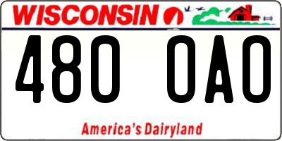 WI license plate 480OAO