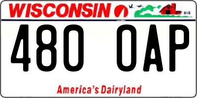 WI license plate 480OAP