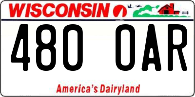WI license plate 480OAR