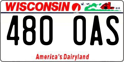 WI license plate 480OAS