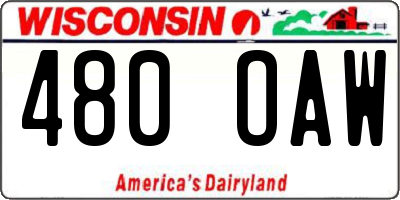 WI license plate 480OAW