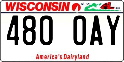 WI license plate 480OAY