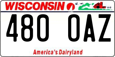 WI license plate 480OAZ