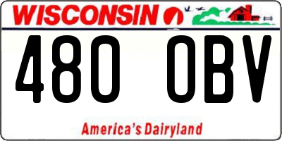 WI license plate 480OBV