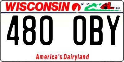 WI license plate 480OBY