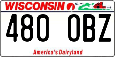 WI license plate 480OBZ