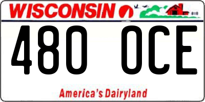 WI license plate 480OCE