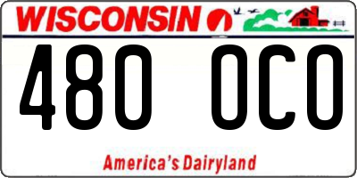 WI license plate 480OCO